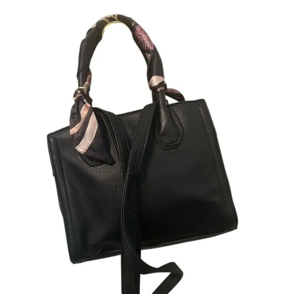 ALDO Satchel Women Small Black‎ Good Faux Leather Scarf Accent